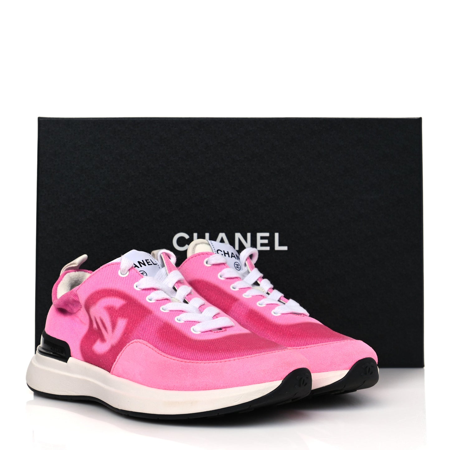Denim Suede Calfskin Womens CC Sneakers 35 Pink