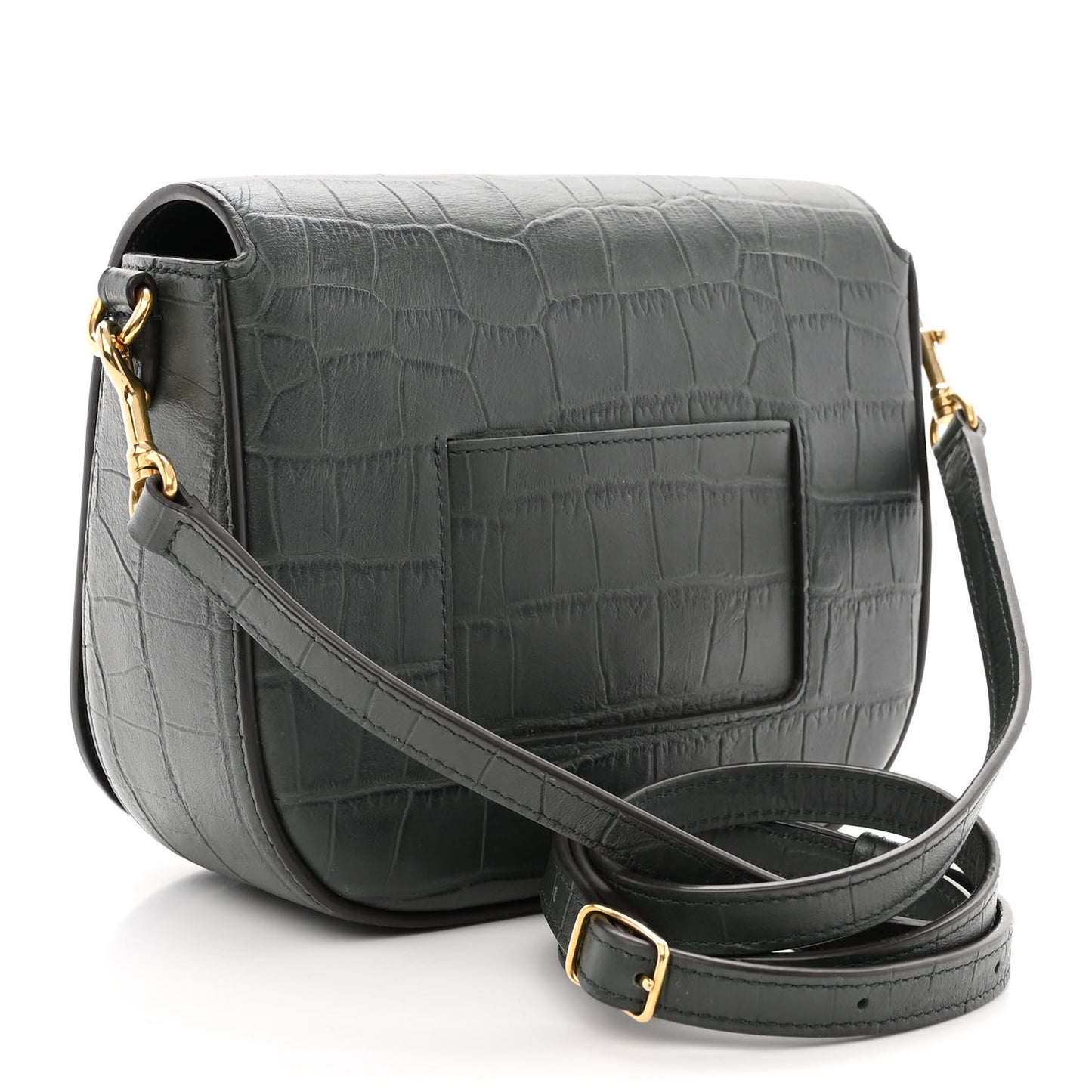 Crocodile Embossed Calfskin Small Darley Satchel Green