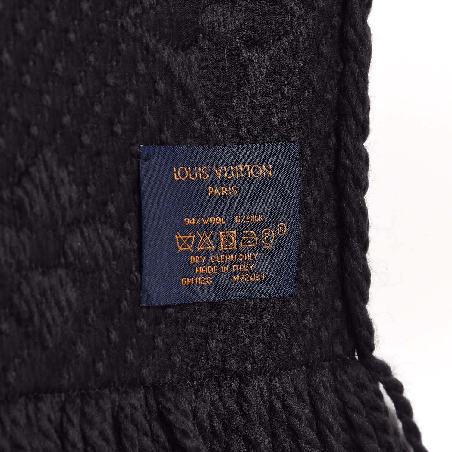 Louis Vuitton Wool Silk Logomania Scarf Black 4 of 4