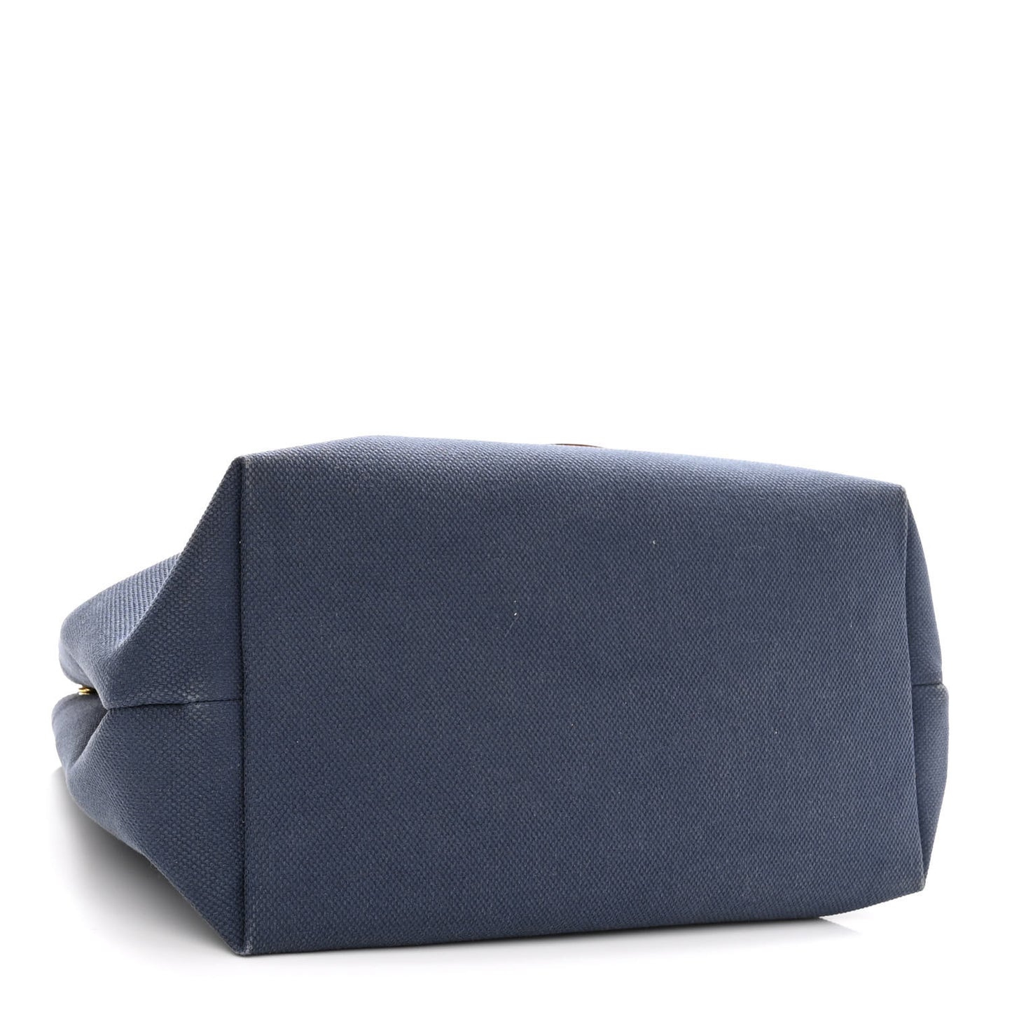 Canvas Calfskin Horizontal Cabas Navy Tan