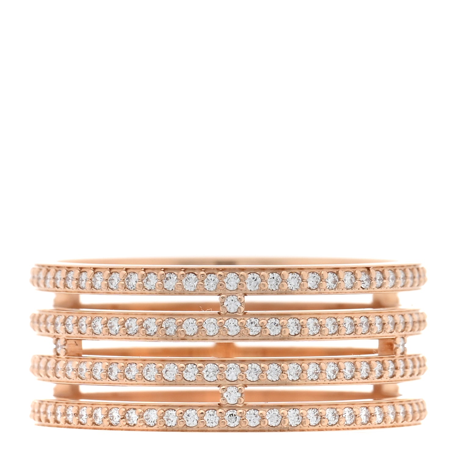 Hermes 18K Rose Gold Diamond GM Ariane Wedding Band Ring 56 7.5 3 of 5
