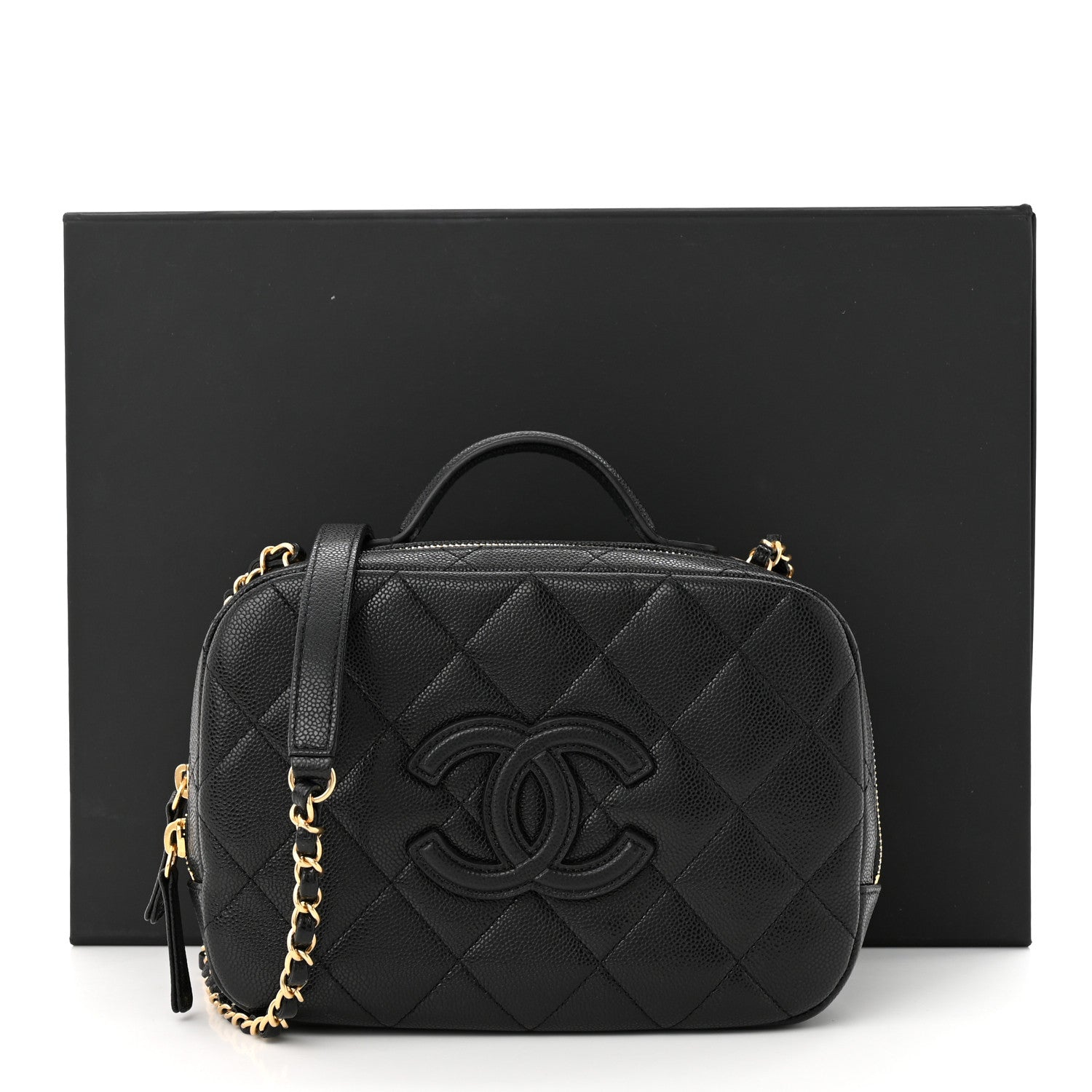 Chanel Caviar Quilted CC Small Top Handle Vanity Case Black 12 of 12