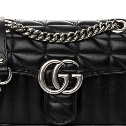 Gucci Calfskin Matelasse Aria Mini GG Marmont Shoulder Bag Black 7 of 10