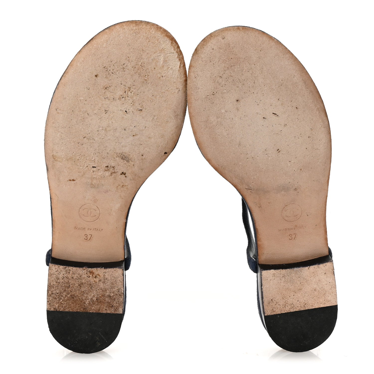 Chanel Suede Calfskin Thong Sandals 37 Navy Blue 1770983