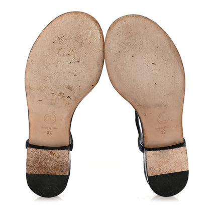 Chanel Suede Calfskin Thong Sandals 37 Navy Blue 6 of 9