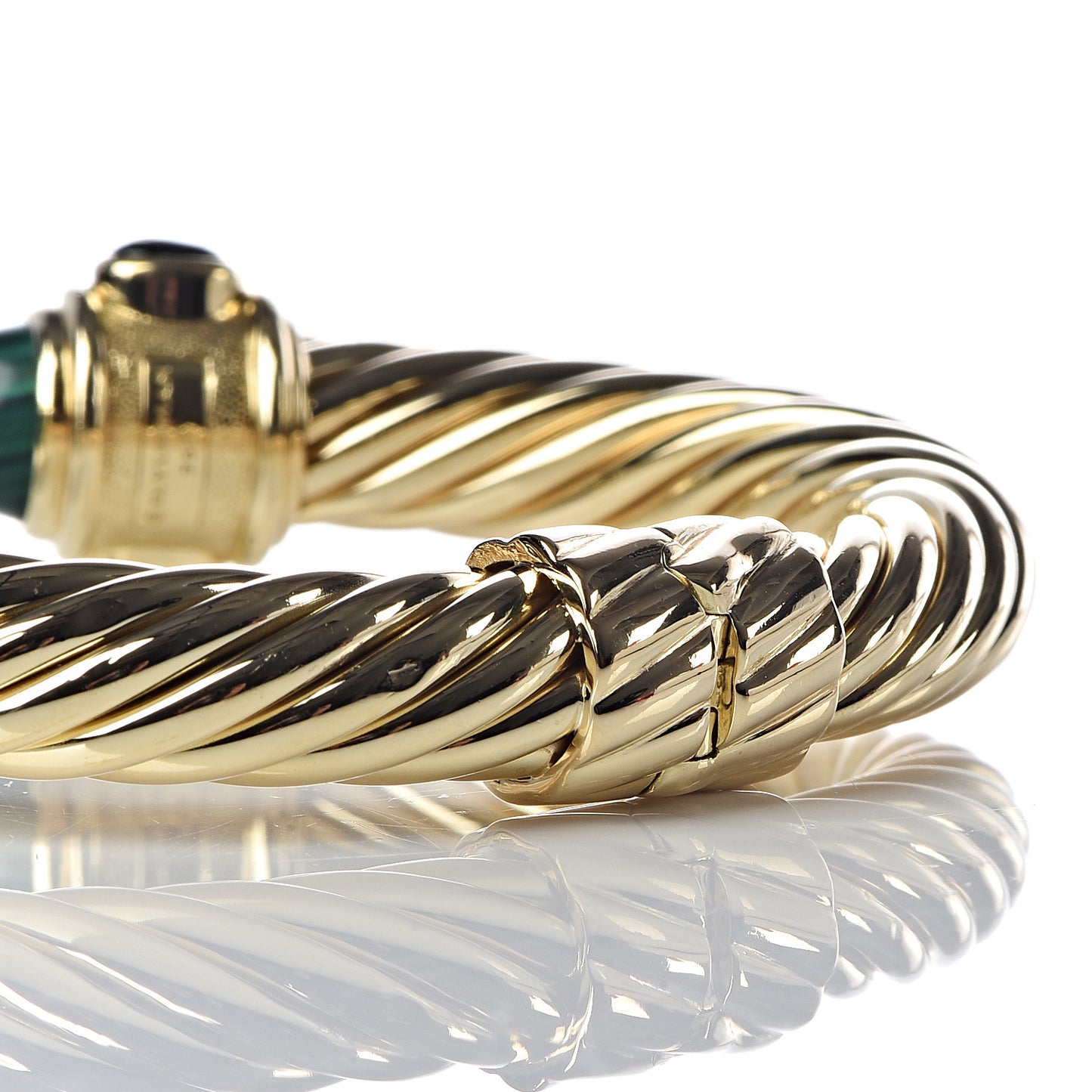 18K Yellow Gold Malachite Chrome Diopside 10mm Renaissance Cable Bracelet
