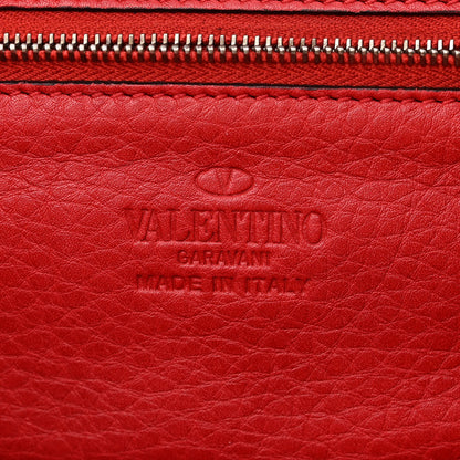 Valentino Garavani Pebbled Calfskin Small Rockstud Double Handle Tote Red 6 of 13
