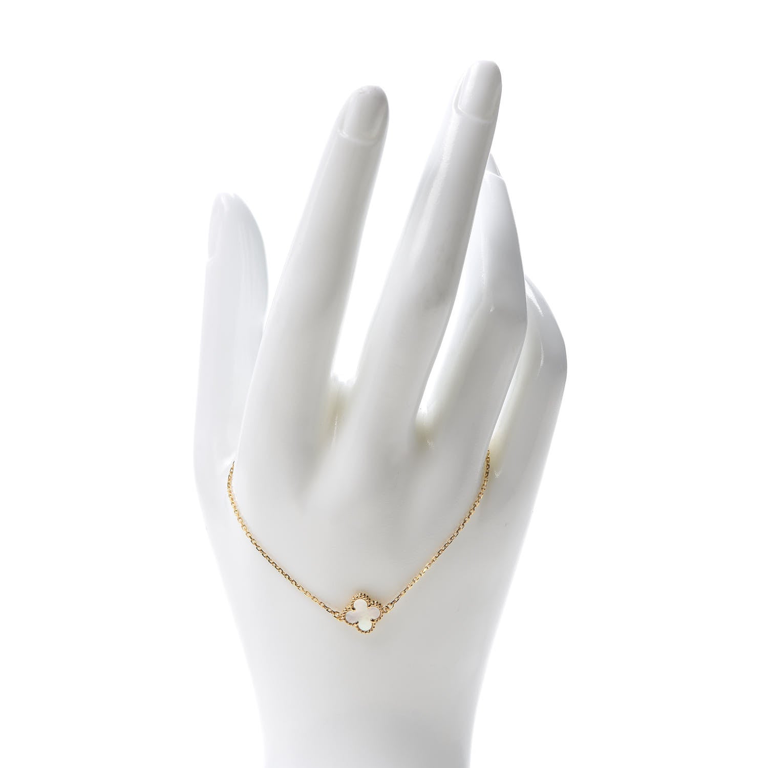 Van Cleef & Arpels 18K Yellow Gold Mother of Pearl Sweet Alhambra Bracelet 2 of 7