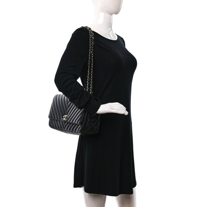 Chanel Lambskin Chevron Quilted Large Single Flap Black 2 of 10