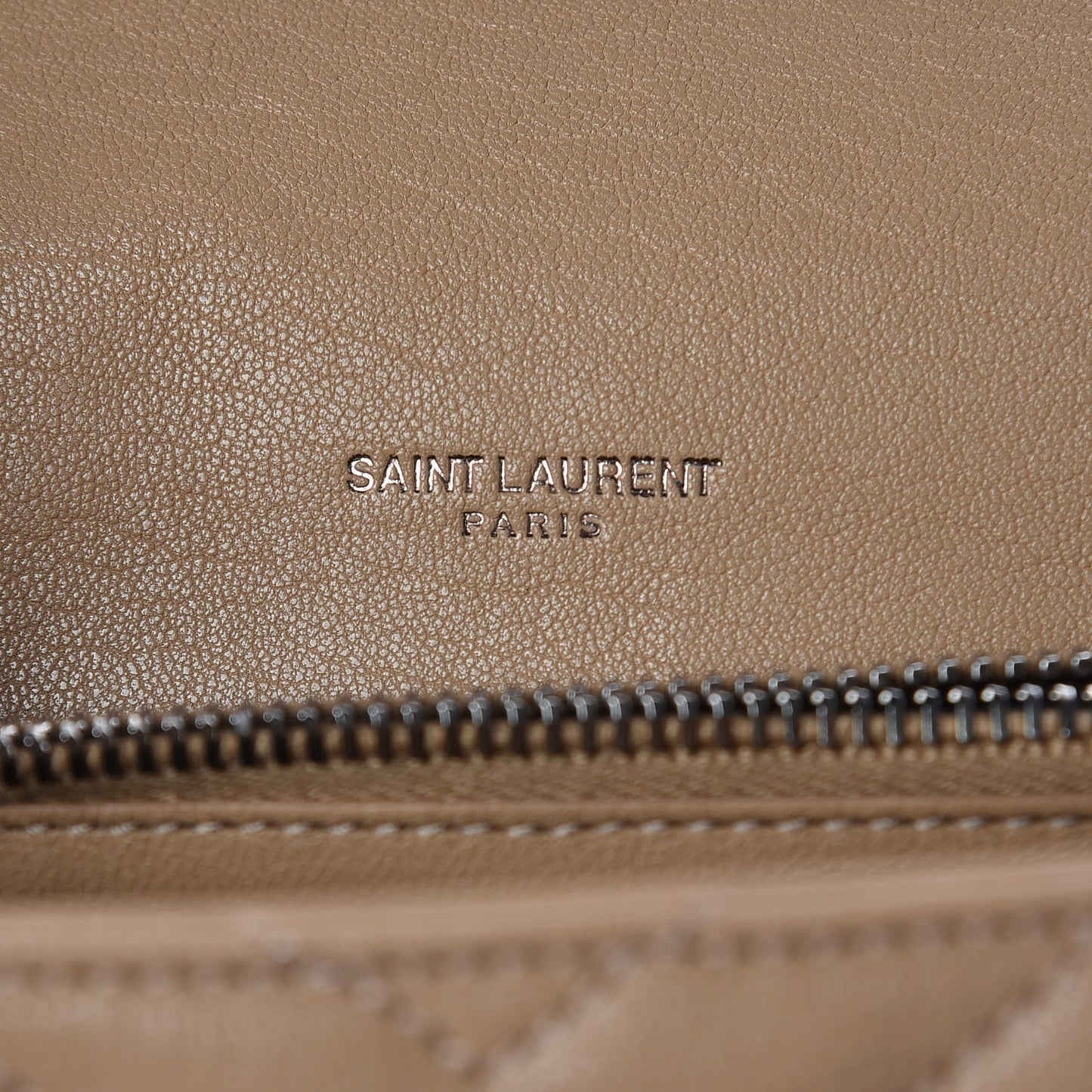 Sheepskin Matelasse Chevron Monogram Medium College Bag Taupe