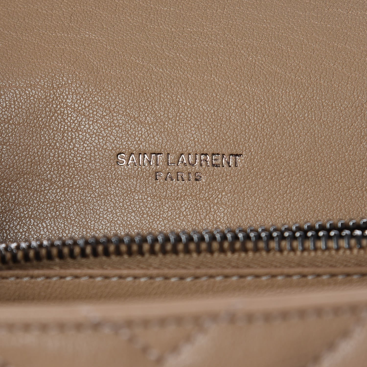 Saint Laurent Sheepskin Matelasse Chevron Monogram Medium College Bag Taupe 6 of 9