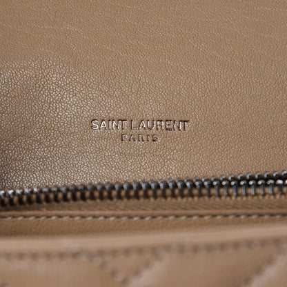 Saint Laurent Sheepskin Matelasse Chevron Monogram Medium College Bag Taupe 6 of 9