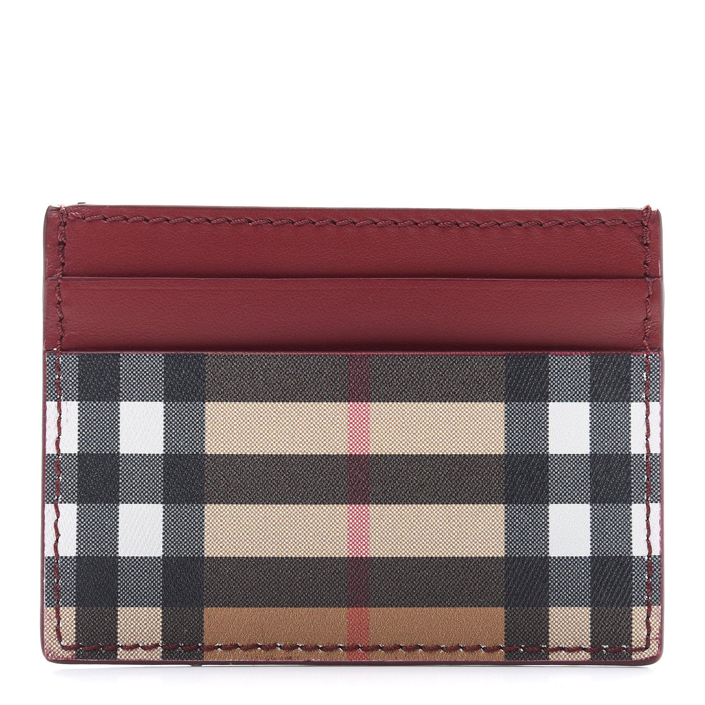 Smooth Calfskin Vintage Check Sandon Card Case Crimson