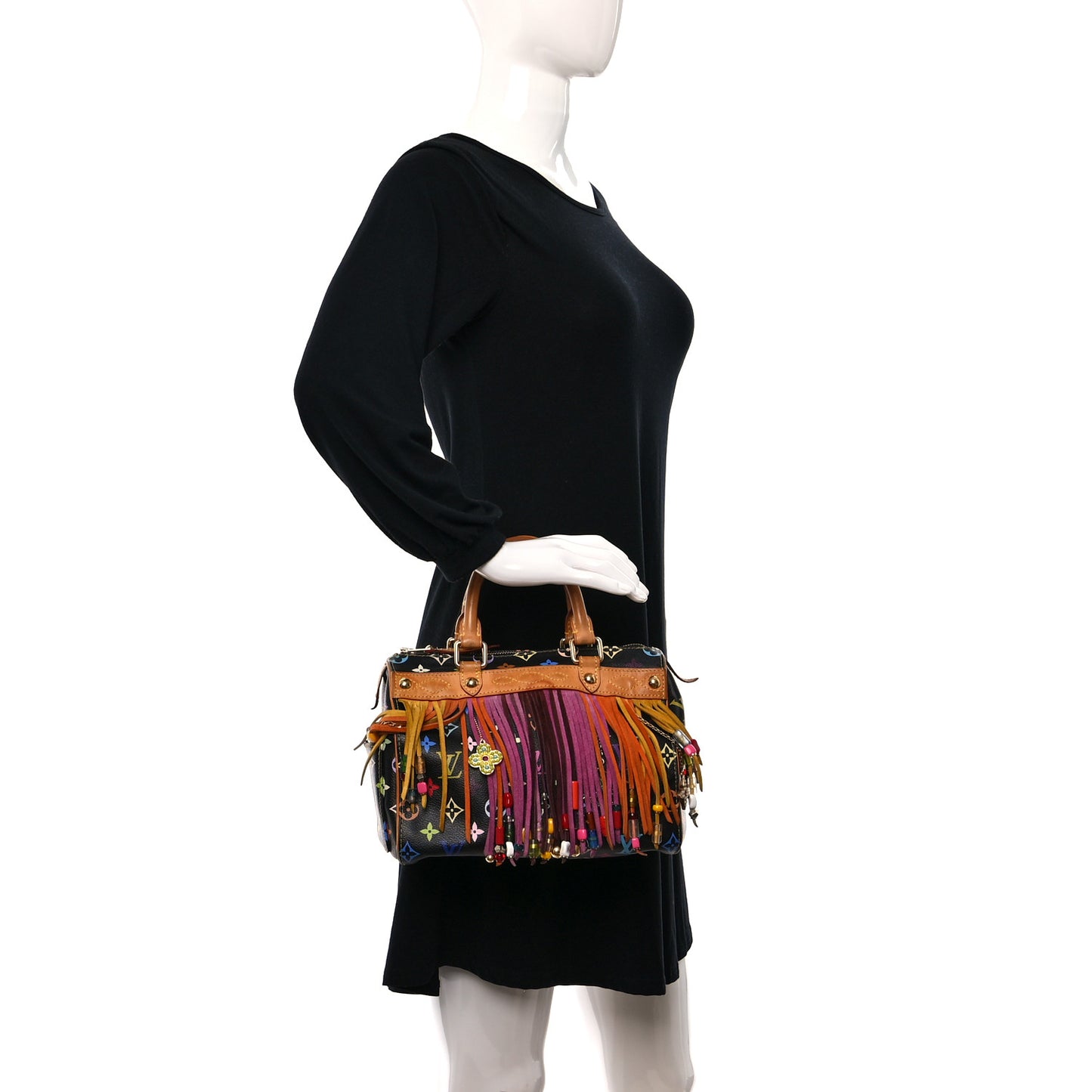 Monogram Multicolor Fringe Speedy 25 Black