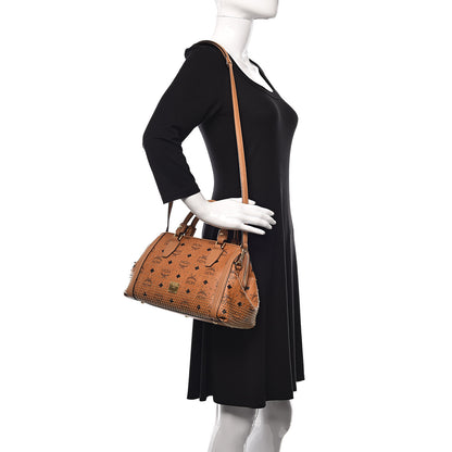 MCM Visetos Studded Boston Satchel Cognac 2 of 9