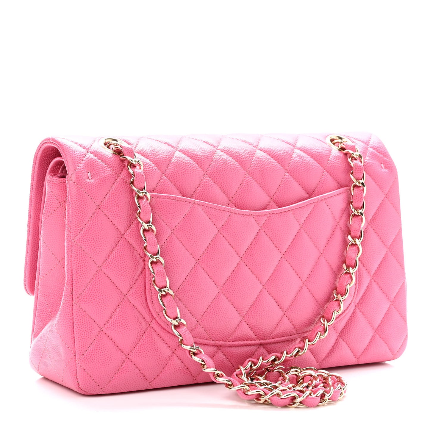 Caviar Quilted Medium Double Flap Pink