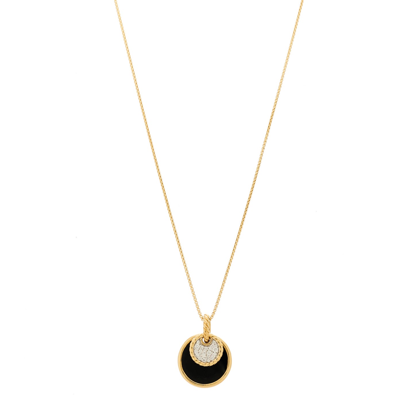 18K Yellow Gold Diamond Black Onyx Mother of Pearl 21.5mm Reversible Elements Necklace