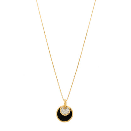 David Yurman 18K Yellow Gold Diamond Black Onyx Mother of Pearl 21.5mm Reversible Elements Necklace 1 of 7