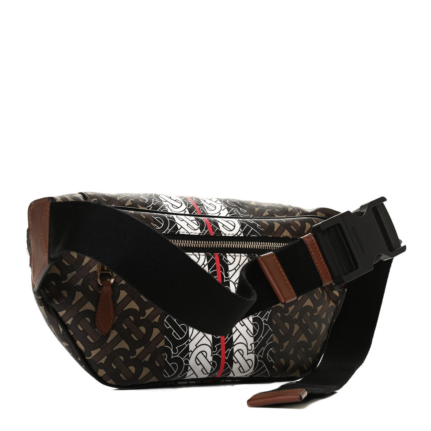 E-Canvas Monogram Stripe Medium Sonny Bum Bag Bridle Brown