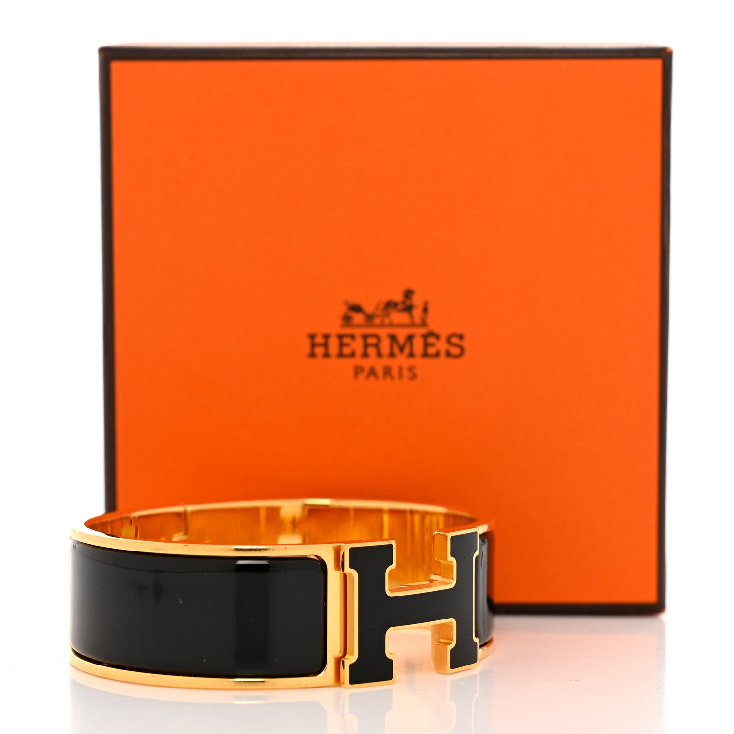 Hermes Enamel Wide Clic Clac H Bracelet GM Black 5 of 5