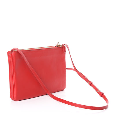 Celine Lambskin Large Trio Crossbody Bag Red 2 of 9