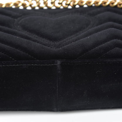 Gucci Velvet Matelasse Mini GG Marmont Shoulder Bag Black 12 of 13