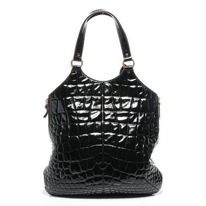 Saint Laurent Patent Crocodile Embossed Tribute Tote Black 4 of 8