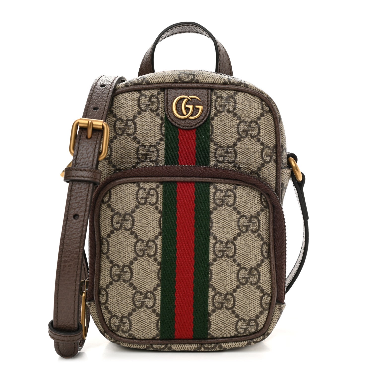 Gucci GG Supreme Monogram Web Mini Ophidia Double Zip Messenger Bag Beige New Acero 1 of 11