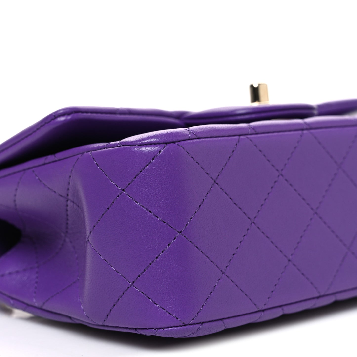 Lambskin Quilted Mini Top Handle Rectangular Flap Dark Purple