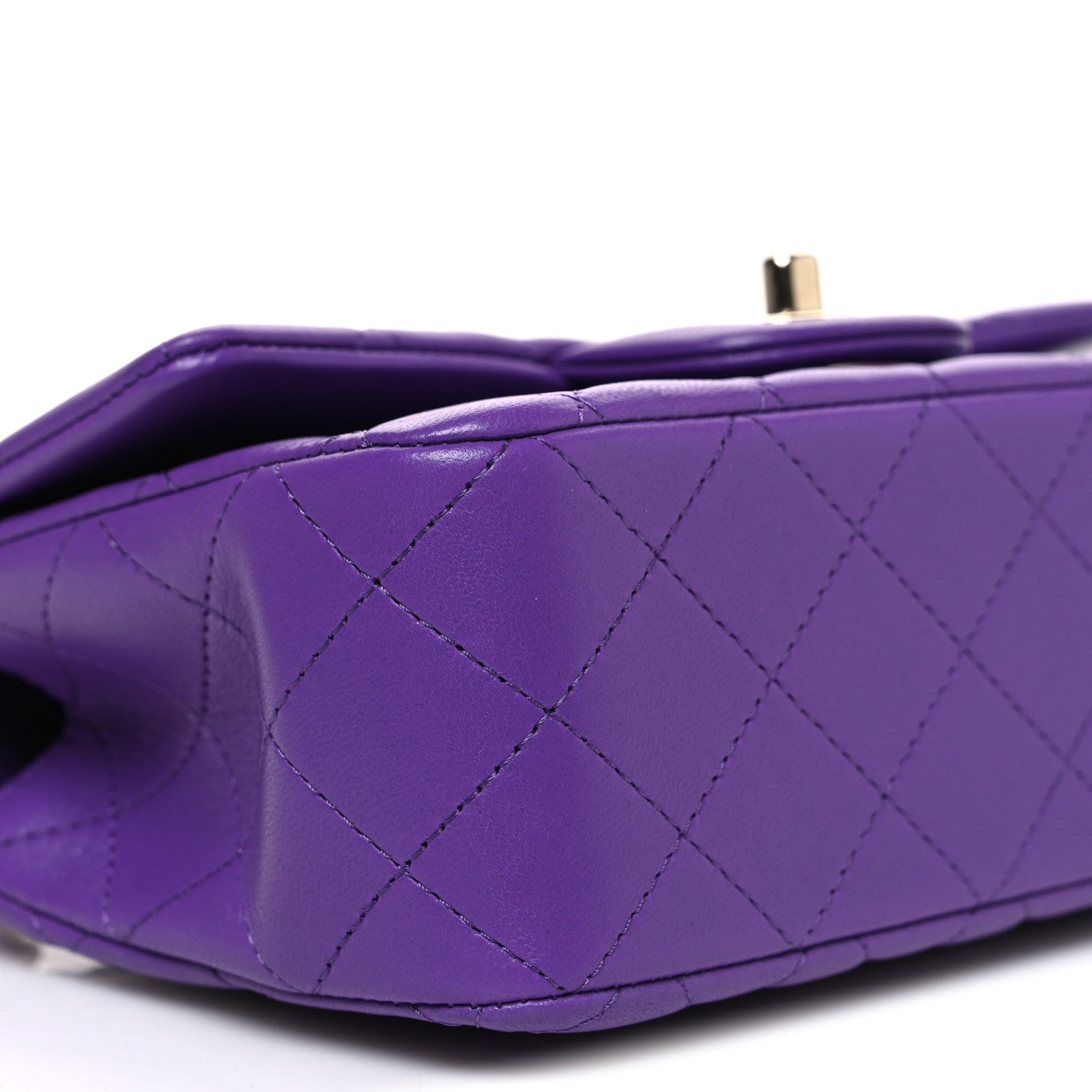 Chanel Lambskin Quilted Mini Top Handle Rectangular Flap Dark Purple 9 of 10