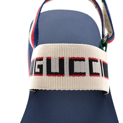 Gucci Nylon Stripe Logo Sylvie Web Platform Slingback Sandals 39 Green Red Ecru 7 of 10