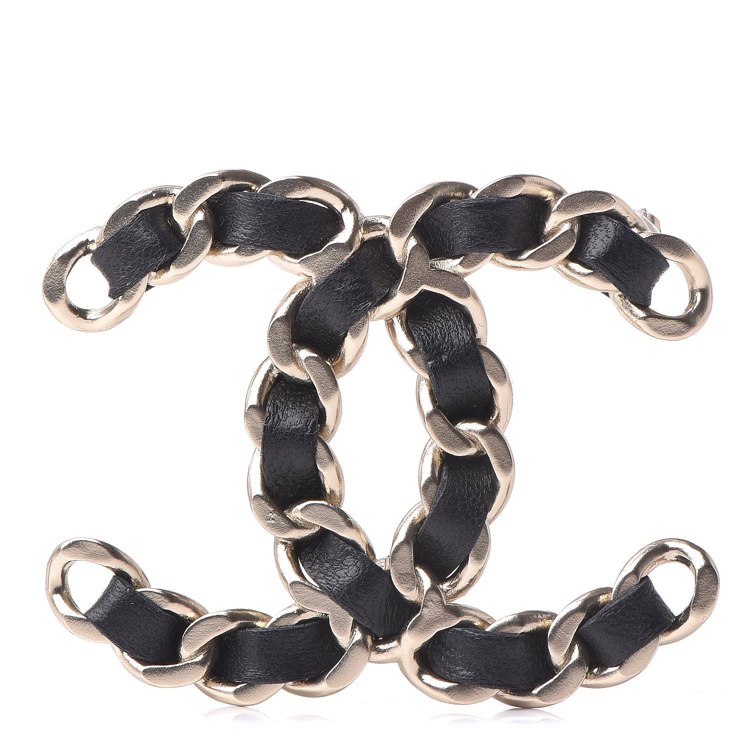 Chanel Lambskin Chain CC Brooch Black Gold 1 of 4