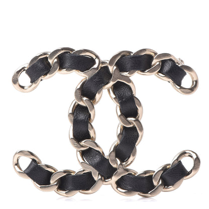 Chanel Lambskin Chain CC Brooch Black Gold 1 of 4