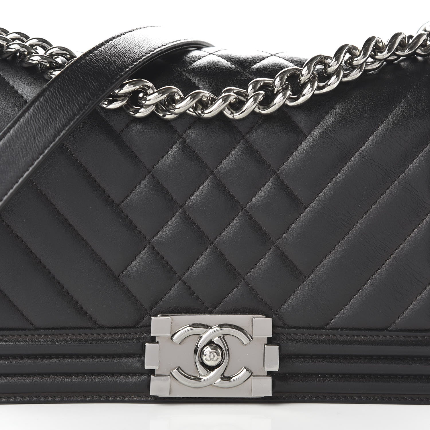 Chanel Lambskin Chevron Quilted Medium Boy Flap Black 10 of 10