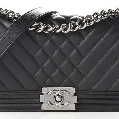 Chanel Lambskin Chevron Quilted Medium Boy Flap Black 10 of 10