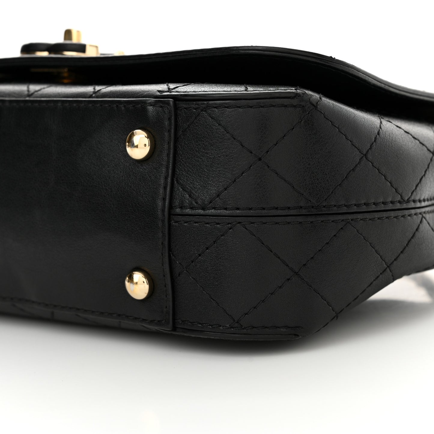 Calfskin Stitched Medium Covered CC Flap Bag Black