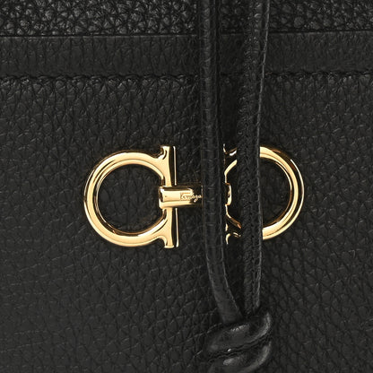 Salvatore Ferragamo Grained Calfskin Mini Gancino Bucket Bag Black 7 of 9