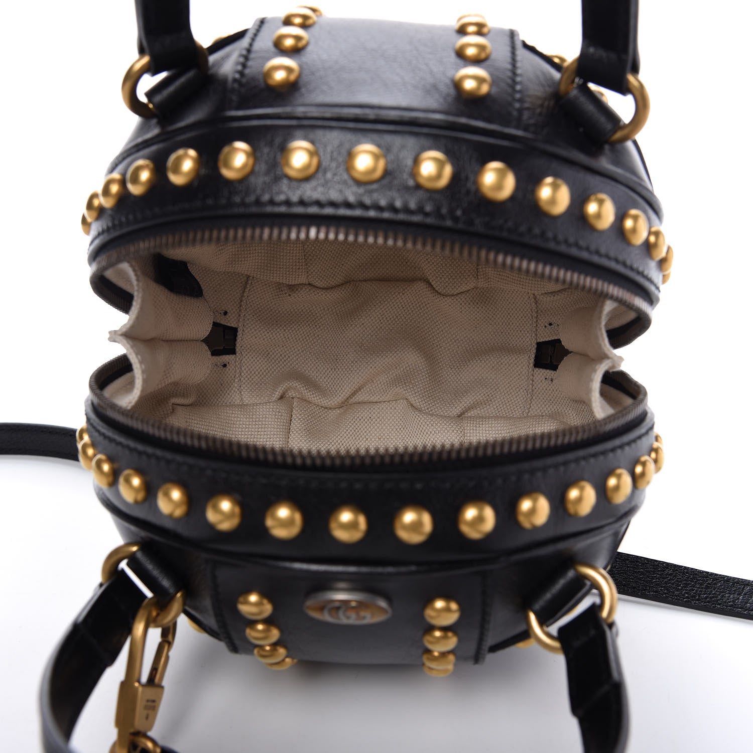 Gucci Calfskin Studded Mini Tifosa Baseball Shaped Shoulder Bag Black 5 of 10
