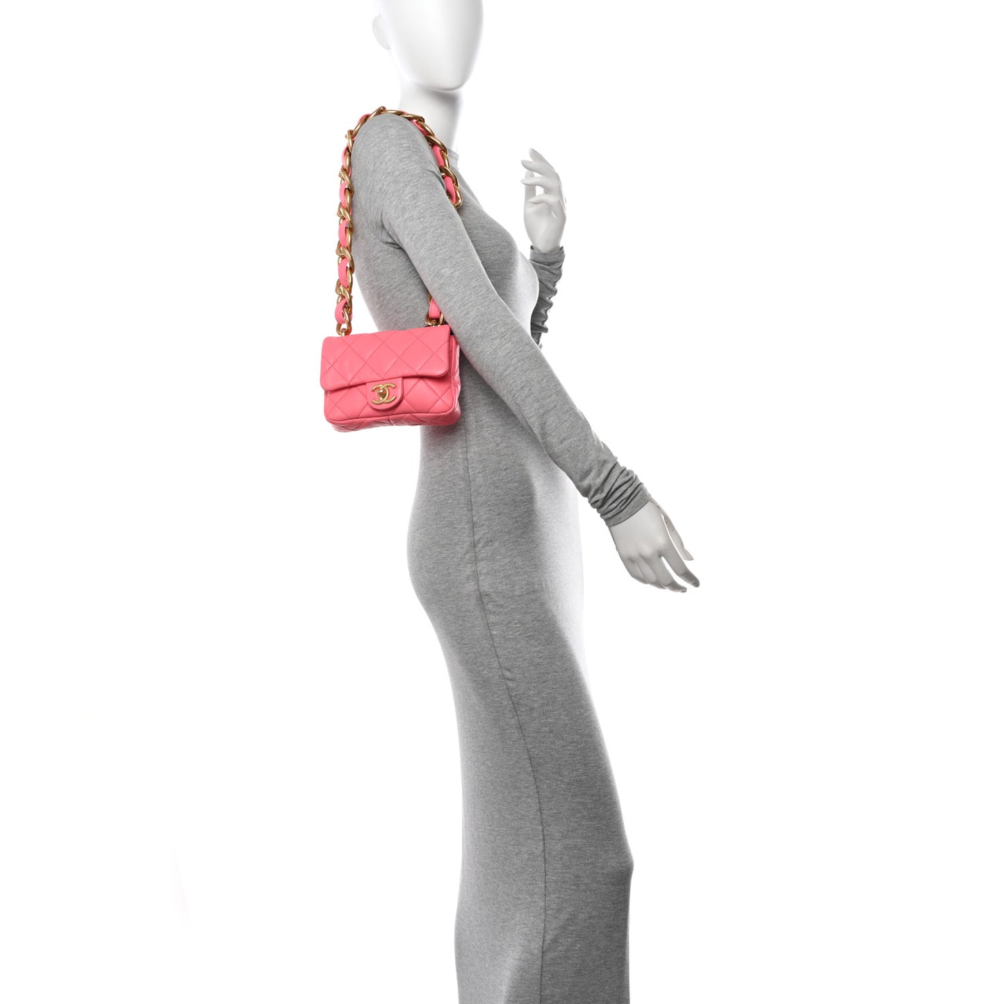 Lambskin Quilted Mini Funky Town Flap Pink