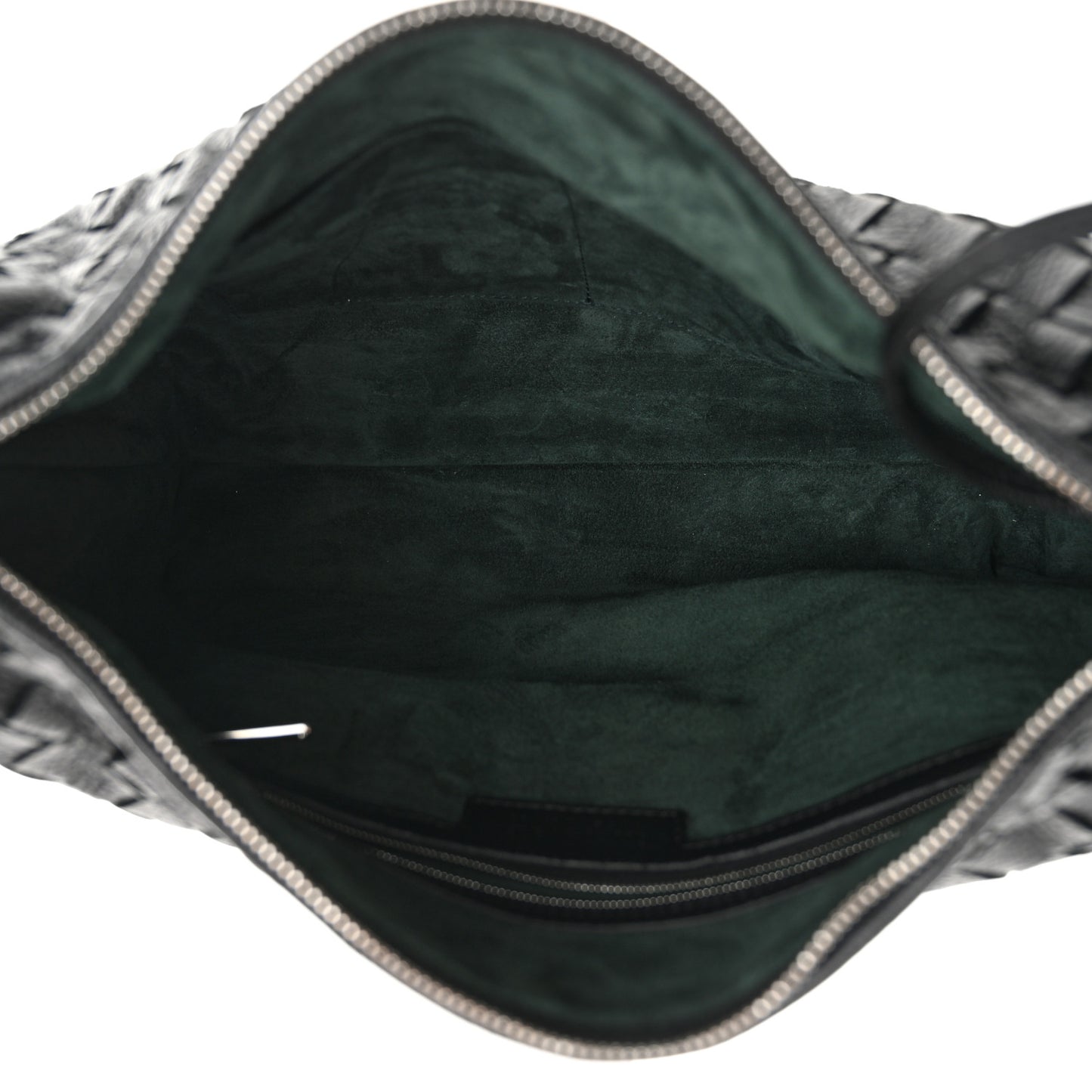 Deerskin Intrecciato Small Traveler Hobo Black