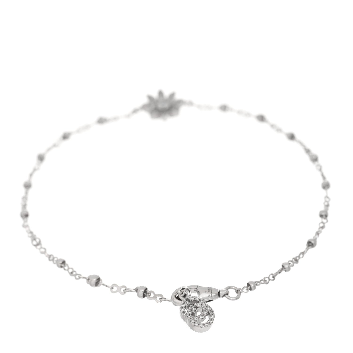 Gucci 18K White Gold Diamond Flora Station Bracelet 2 of 4