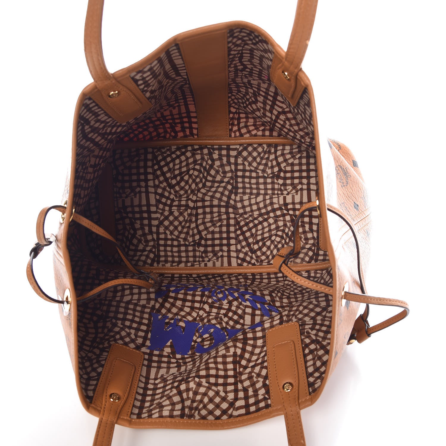 MCM Visetos Medium Liz Reversible Shopper Tote Cognac 9 of 14