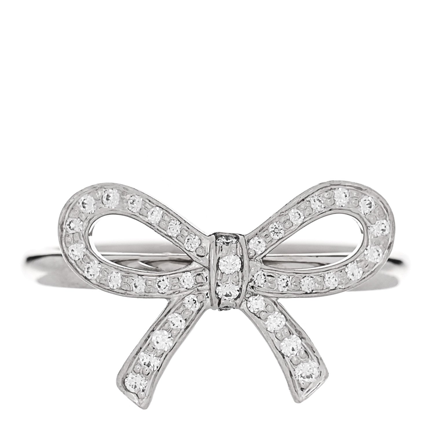 Tiffany Platinum Diamond Bow Ring 53 6.5 1 of 4