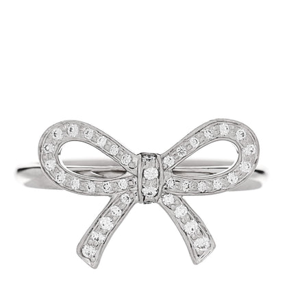 Tiffany Platinum Diamond Bow Ring 53 6.5 1 of 4