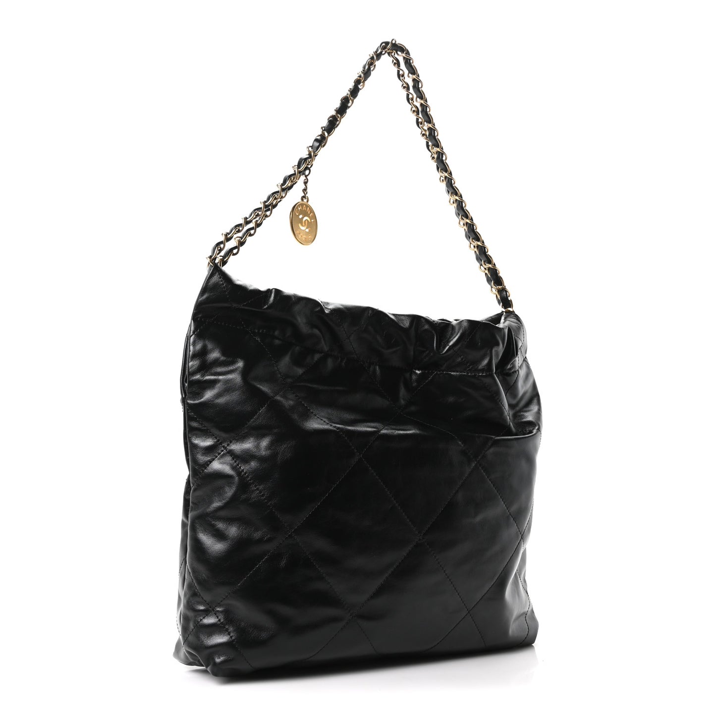 Shiny Calfskin Quilted Small Chanel 22 Black