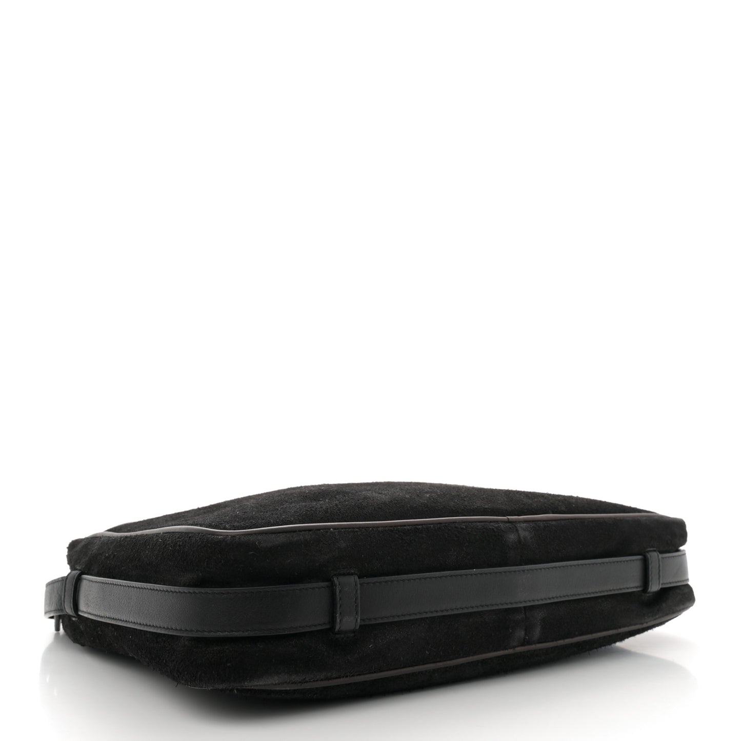Suede Flat Messenger Bag Black