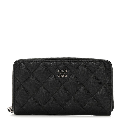 Chanel Iridescent Caviar Quilted Medium Zip Around Wallet Black 1 of 9