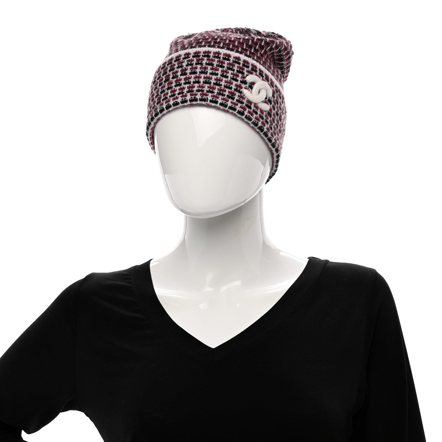 Chanel Cashmere CC Beanie Hat Pink Multicolor 2 of 6