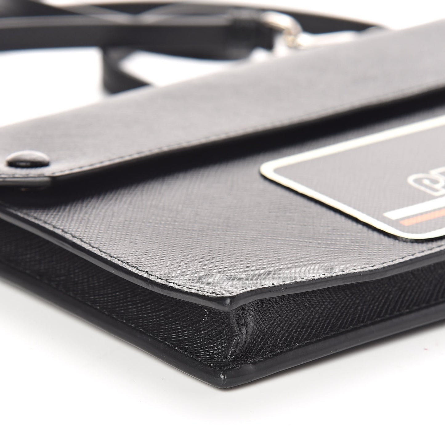 Saffiano City Logo Crossbody Wallet Black