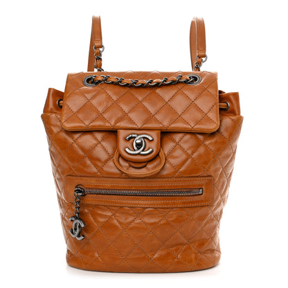 Chanel Glazed Calfskin Quilted Small Salzburg Mountain Backpack Brown 1 of 13